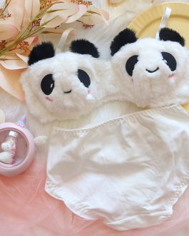 Girl heart panda underwear winter plush Japanese no steel ring brafs