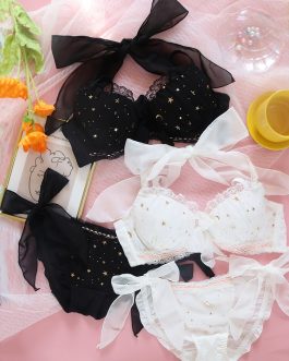 Girl underwear starry sky loli lingerie soft girl bow gathered