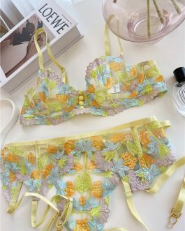 Pastoral style lingerie embroidery ultra-thin underwear