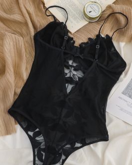 Sexy Floral Lace Ultra Thin No Pad T Pants Bodysuit