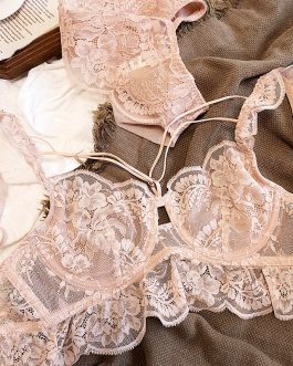 Wriufred Bandage sexy lace perspective lingerie sets