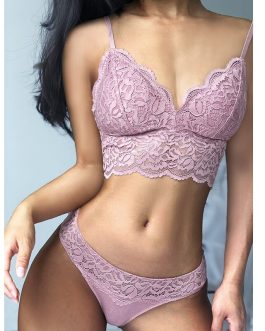 Wriufred Thin lace bra with underpants set