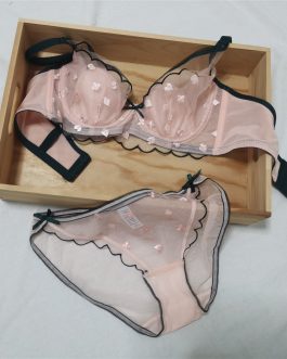 Three-dimensional embroidery underwear women’s bra crystal cup big breasts lingerie panty soft steel ring sexy bra set